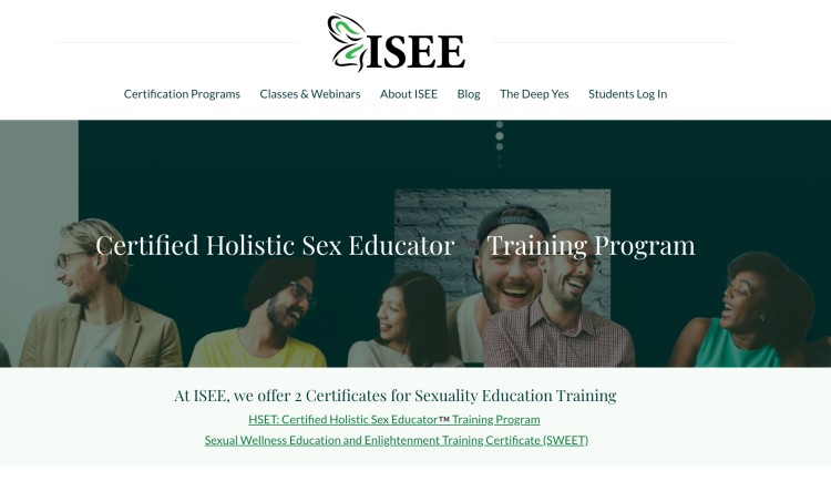 Screenshot of a holistic sex educator training program page showing professional education opportunities within the coaching industry.
