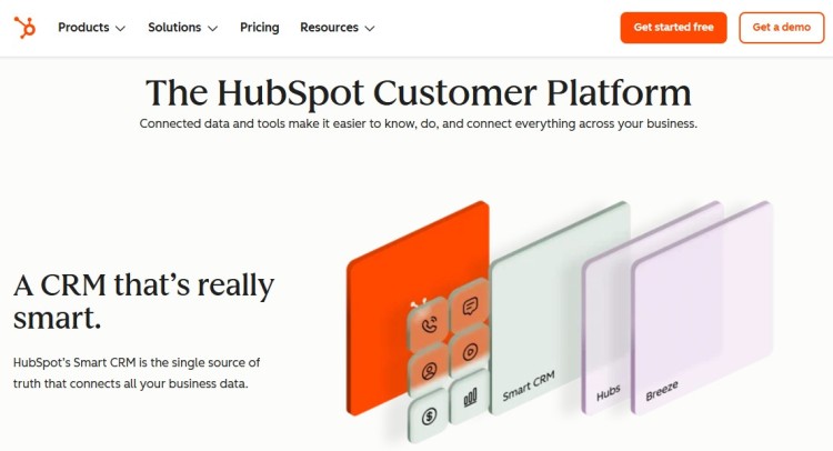 Screenshot of HubSpot customer platform dashboard illustrating a type of marketing automation tools used for CRM, sales, and marketing automation.