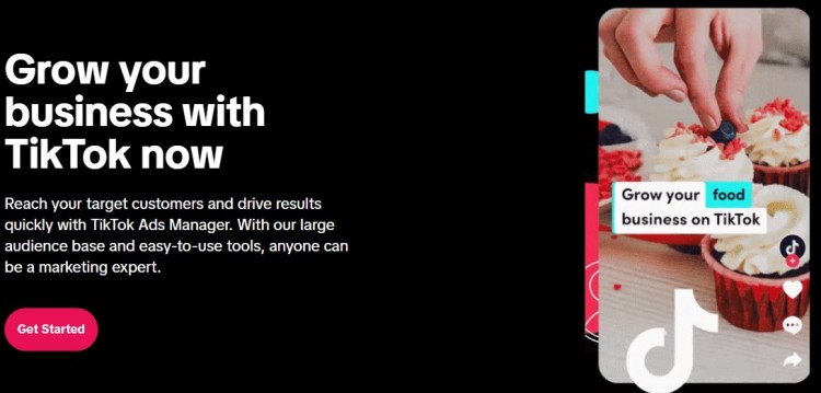 TikTok Ads Manager screen promoting how a tiktok business account can help grow your business and reach target customers