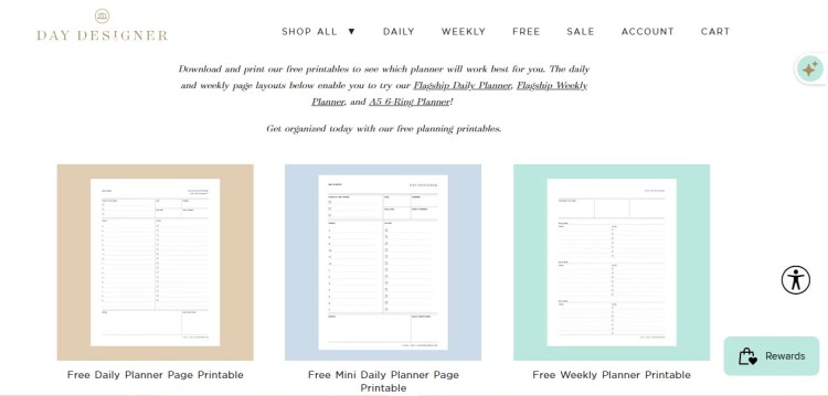 Digital art and graphics planner printables showing daily and weekly planning templates available for download