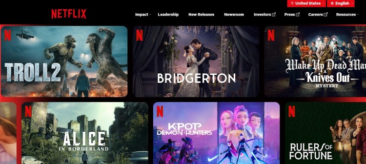 Netflix homepage showcasing an innovative idea for streaming entertainment with diverse global content