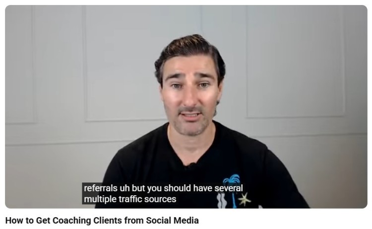 Profitable online business training video showing a lesson on getting coaching clients from social media and using multiple traffic sources