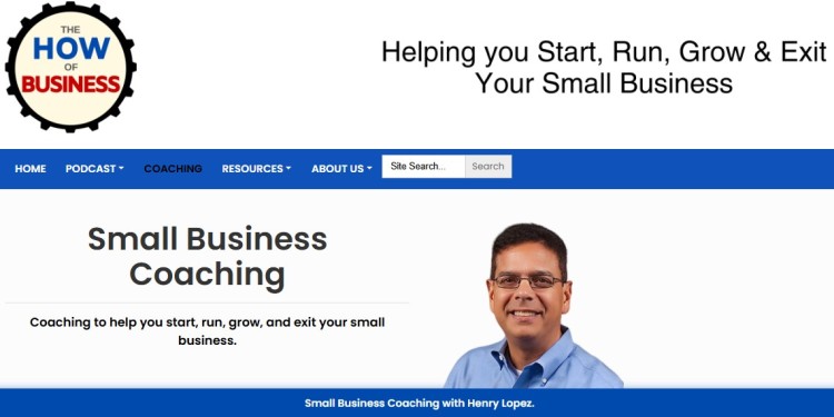 Small business individual coaching page showing services to help entrepreneurs start, run, grow, and exit their business