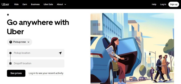 Uber scalable platform showing ride booking interface and modern city transportation service