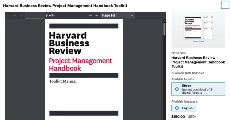 Harvard Business Review Project Management Handbook Toolkit example showing how a structured ebook and tools bundle can be a perfect digital product.