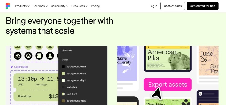 Figma design workspace used to create a digital product and export design assets
