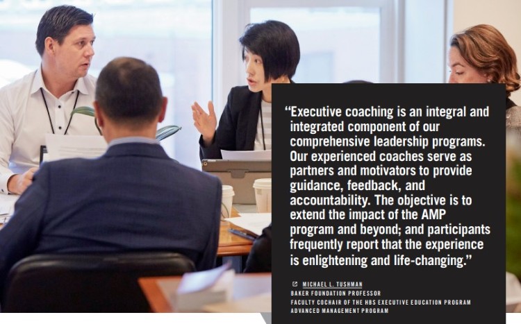 Leadership meeting discussing how executive coaching has emerged as a key part of leadership development programs
