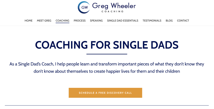 Coaching website helping visitors identify a specific audience and transformation