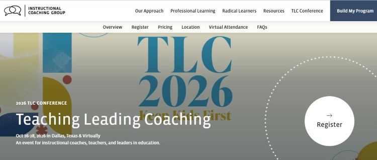 Teaching Leading Coaching conference website promoting professional learning and development for coaches and educators during International Coaching Week