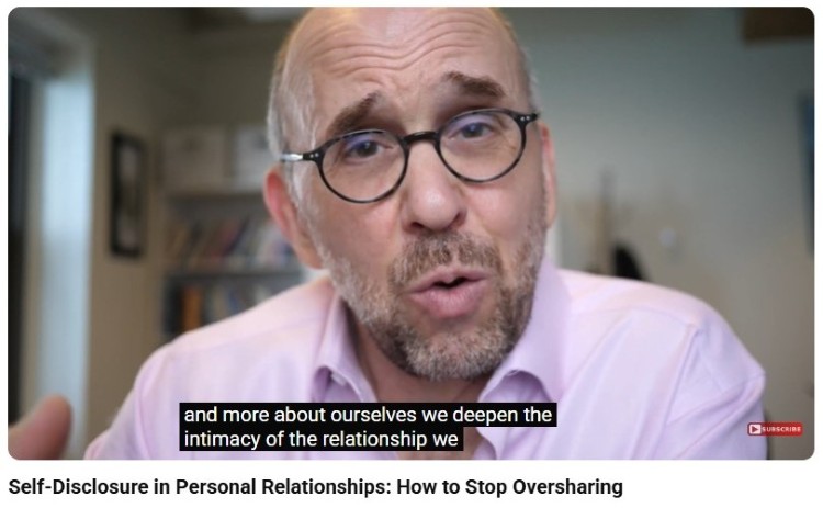 Speaker explaining why people often share personal experiences in close relationships