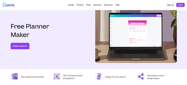 Canva planner template interface used to upload your digital designs and prepare products for sale
