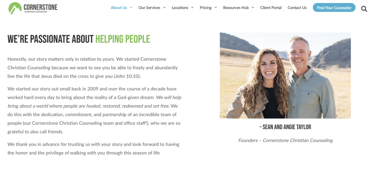 Christian counseling practice explaining how counselors support each client through life's challenges.