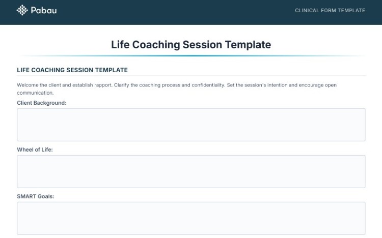 Life coaching session form you can customize a coaching plan template for each client.
