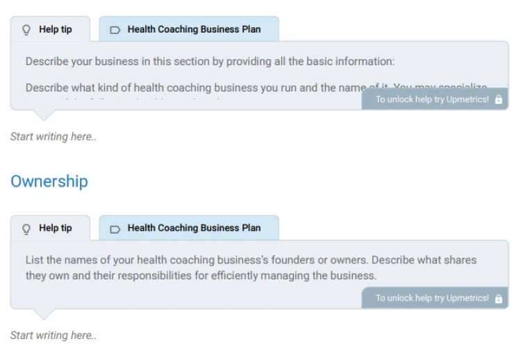 Health coaching business plan template for starting a new business.