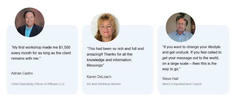 Testimonials highlighting the impact of an experienced mentor on client growth and success.