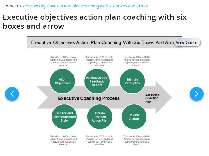 Executive coaching process diagram illustrating planning coaching objectives and action steps.