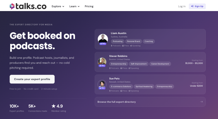 Podcast matching platform that gives you the tools to connect with hosts and guests and grow your audience.