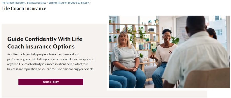 Life coach insurance page explaining why life coaches need insurance coverage to protect their business and reputation.