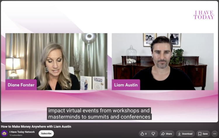 Online interview featuring personal branding experts discussing virtual events, workshops, and business growth