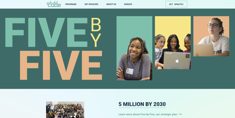 Girls Who Code website representing the organization Saujani founded Girls Who Code to expand opportunities for girls in technology.