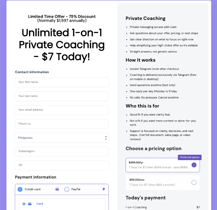 Private coaching offer that helps entrepreneurs strengthen their personal reputation as an expert through clearer messaging, offers, and positioning