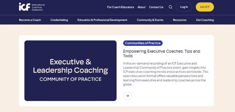 Executive and leadership coaches gather to discuss trends, practices, and professional insights in an online community