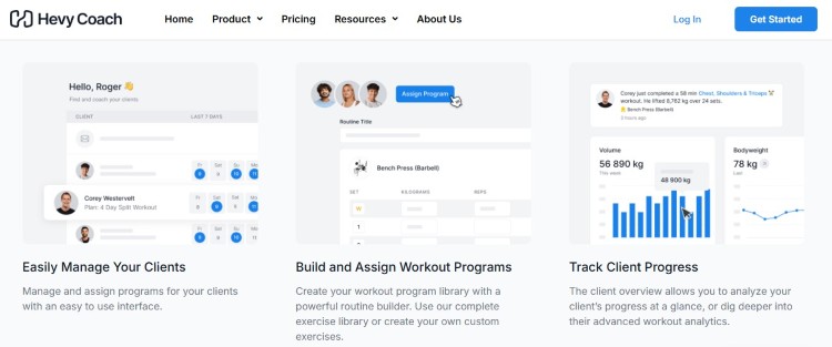 Hevy Coach dashboard that helps personal trainers manage clients, assign workout programs, and track progress