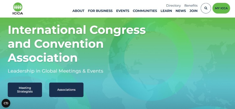 International Congress and Convention Association page showing how events play a crucial role in global meetings and professional communities