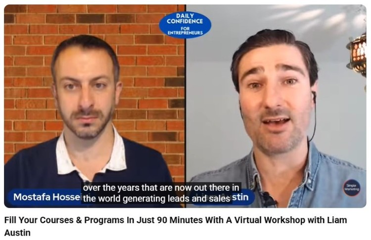Online interview about virtual workshops where entrepreneurs can get new ideas for generating leads and filling their programs